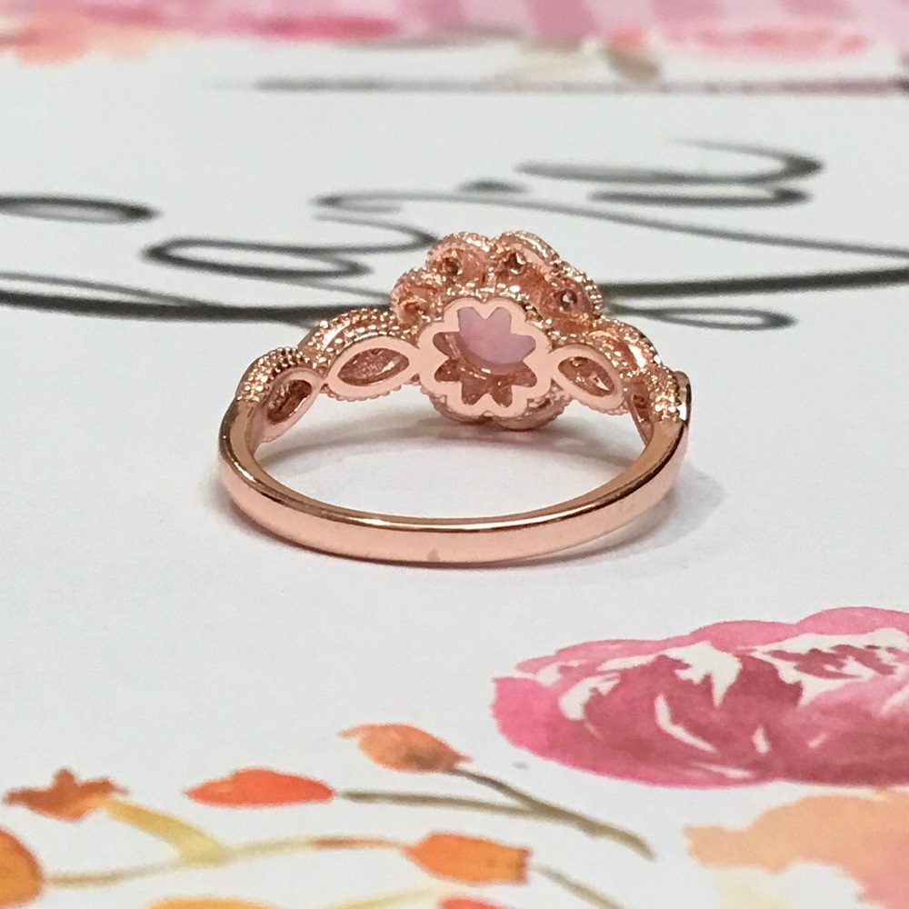 HP 🎉Round Opal Halo Twist Ring In Rose Gold NWOT - Picture 5 of 11